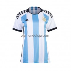 Camisola Argentina Mulher Equipamento Primeiro Copa do Mundo 2022 Manga Curta